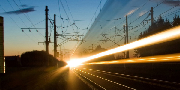 Railway at sunset