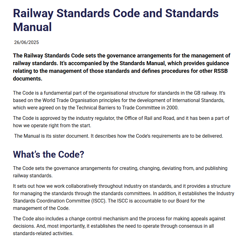 Railway Standards Code and Standards Manual