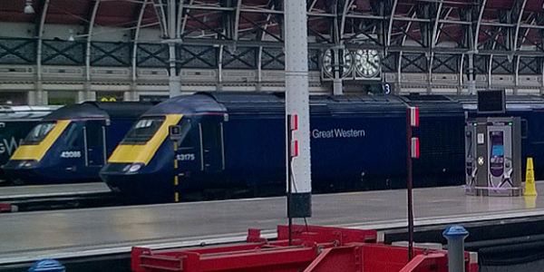 Front ends of trains at platform