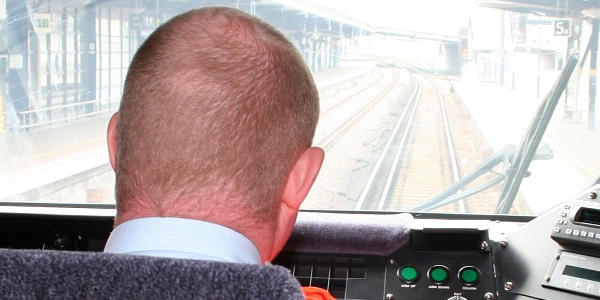 Train driver in cab