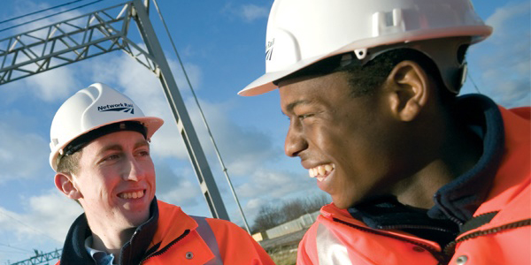 Railway staff on site in PPE