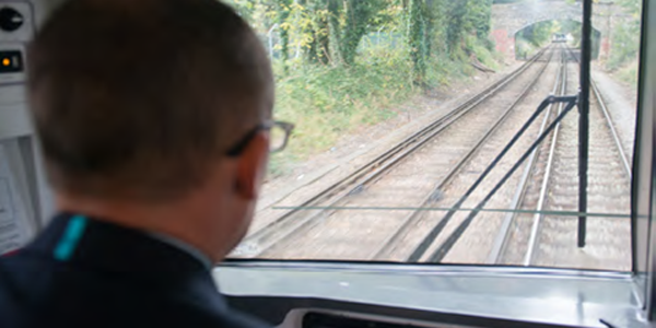 Train driver in cab