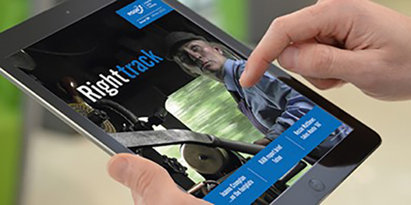 browsing Right Track Magazine on Tablet