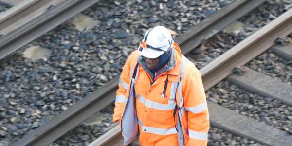 Track worker in PPE on track