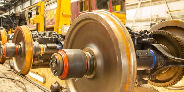 Train wheelset in a depot